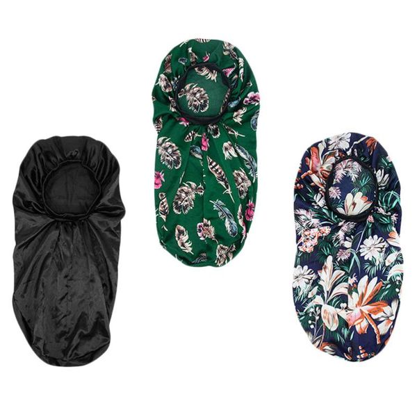 

3pcs elastic loose sleeping cap silk hair care sleep hat for long shower caps