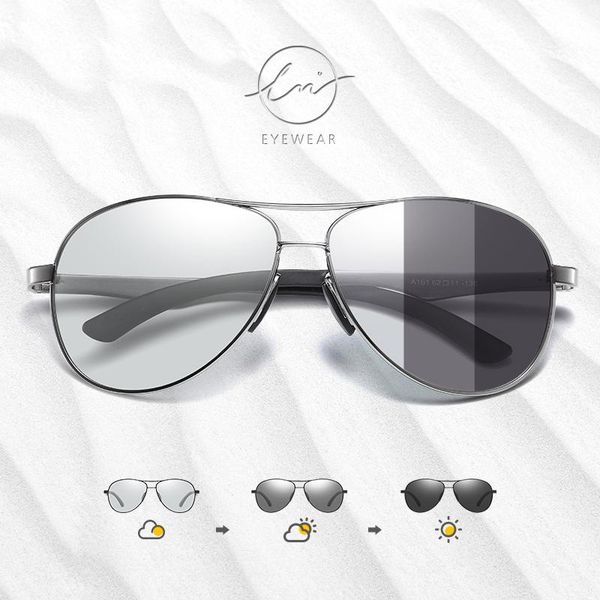 

men classic pilot pochromic sunglasses polarized aviation sun glasses driving fishing eyewear for women uv400, White;black
