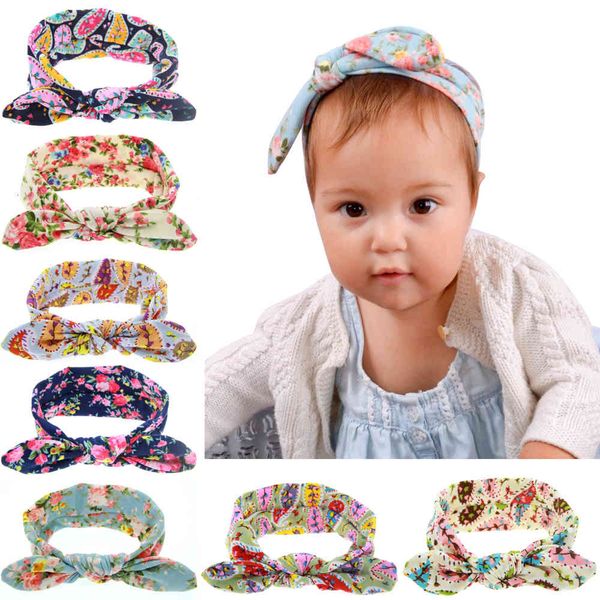 

hair accessories children kids headbands bow baby turban knot princess hairbands cotton bunny rabbit ear headband infant elastic floral hair, Slivery;white