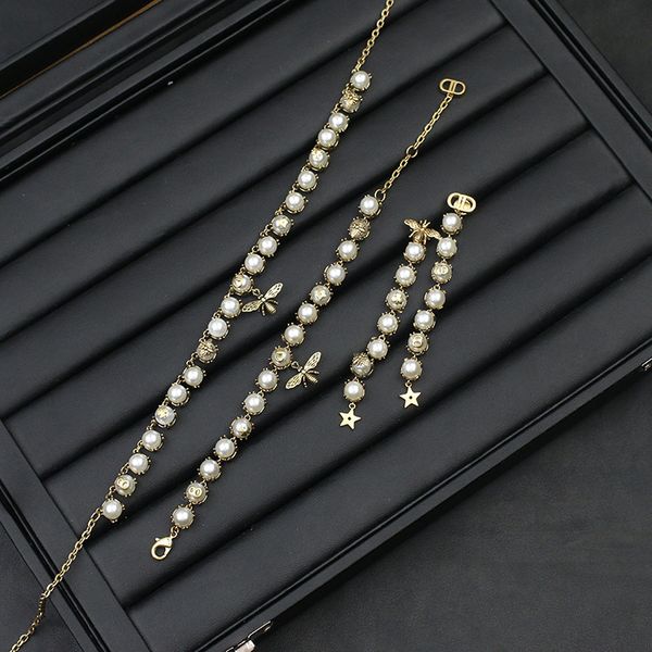 

pearl necklace bee pendant bracelet fashion letter star earrings women, Black