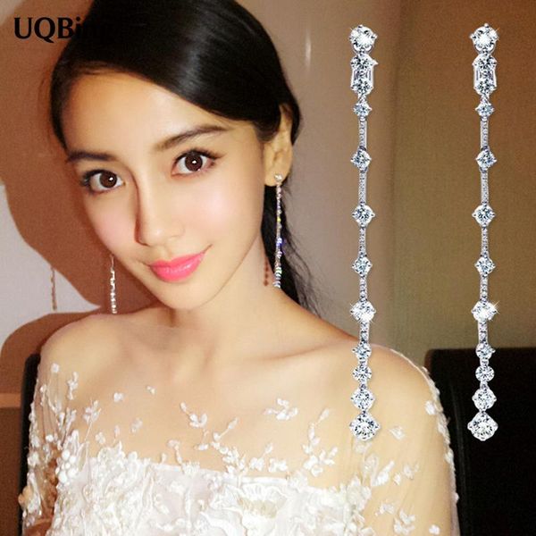 

dangle & chandelier good jewelry fashion pure 925 sterling silver drop earrings long zirconia crystal pendientes brincos
