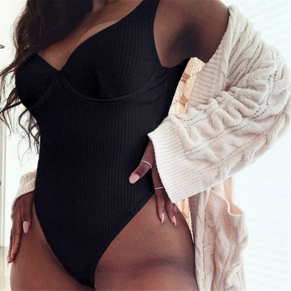 

2021 women swimwear ribbed underwired one piece swimsuit female bather bathing suit swim lady bodysuit k1607
