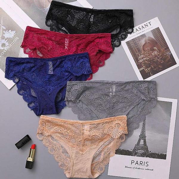 

lace panties for women transparent mesh lingerie breathable seamless briefs female underwear cotton bottom underpants women's, Black;pink
