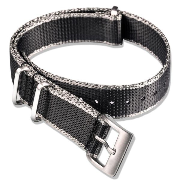 

watch bands nato straps grey nylon band one piece replace seatbelt for men or women 18mm 20mm 22mm 24mm, Black;brown