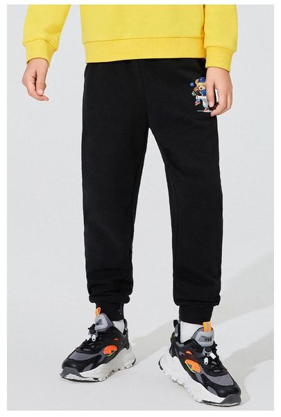 

trousers boys' pants plus velvet kids autumn and winter korean children's clothing bear print sweatpants, Blue