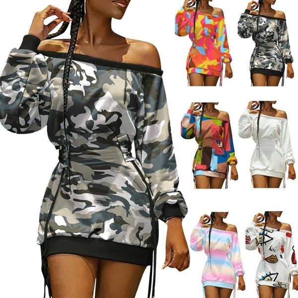 

casual dresses 2021 long sleeve off shoulder dress sling ladies tight mini knitted neck slim clothes, Black;gray