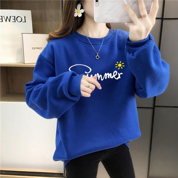 

grams women's clothing autumn and winter loose velvet thickened printed crew neck sweatshirt maternity dresses, White