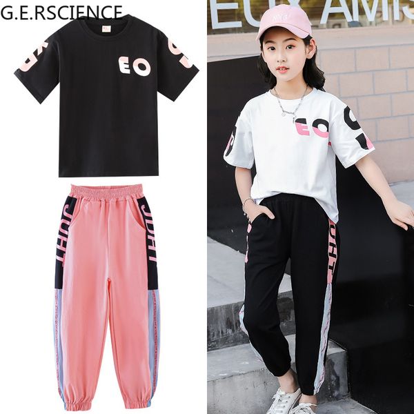 

girls clothes 2022 summer short-sleeved shirt + pants suit sportswear youth childrens clothing, White