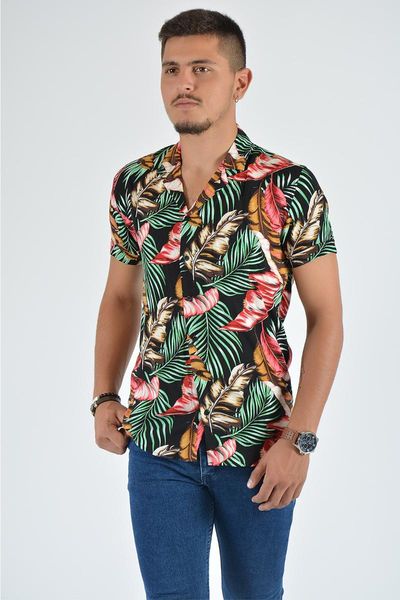 

male short-sleeve print shirt 20y-4300481 black men's tracksuits, Gray