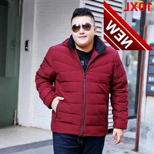

big size winter 7xl jacket red loose detachable cap mens thick coat tide down 8xl 9xl 10xl, Black