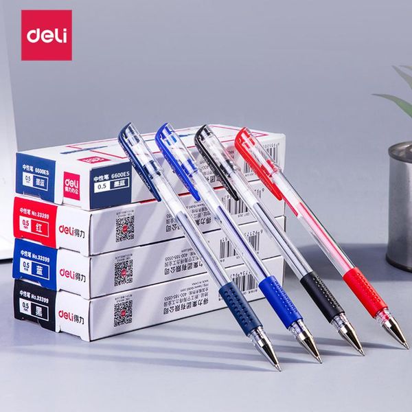 

gel pens deli pen office & school supplies red black blue ink writing thickness 0.5mm carbon signature