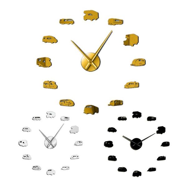 

wall clocks car shape 3d acrylic mirror clock, oversized clock in living room, home decoration