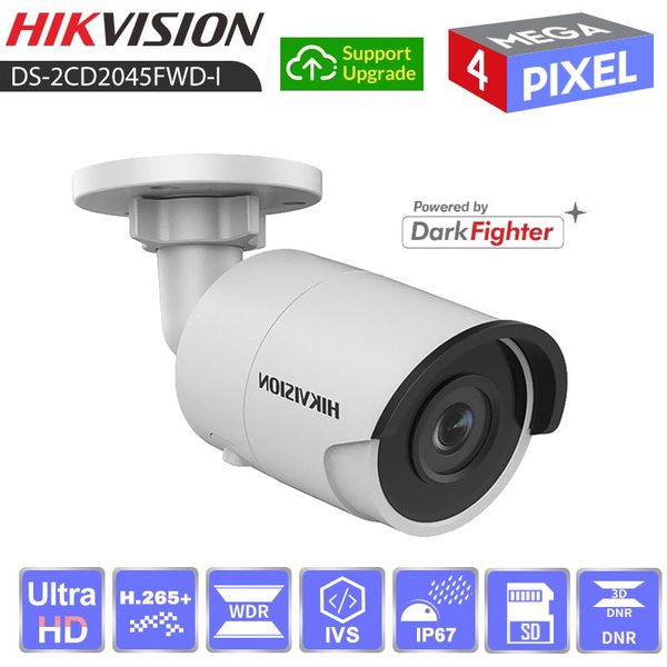 

cameras hikvision network camera ds-2cd2045fwd-i hd4mp full color night vision ir30m h.265 card slot face detection poe ip