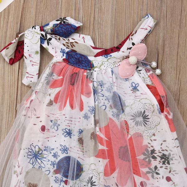 

girl's dresses born baby girls clothes large flower net gauze skirt sleeveless floral dress princess party pageant tutu, Red;yellow