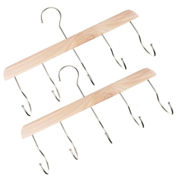 

hangers & racks 2pcs household wardrobe wooden scarf belt (golden silver)