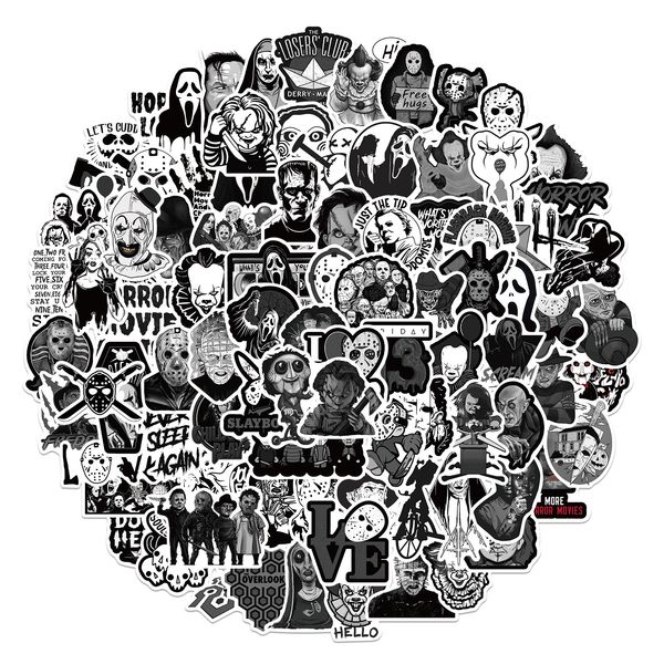 

100 pcs mixed graffiti skateboard stickers black white horror movies for car lappad bicycle motorcycle ps4 phone luggage decal pvc guitar fr