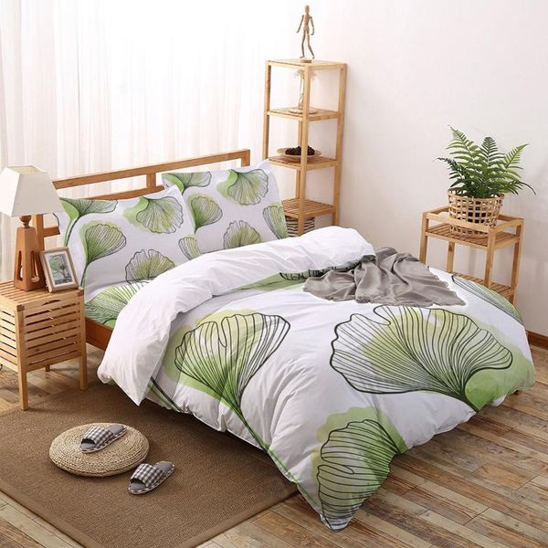 

plant ginkgo leaves duvet cover pillow case bed sheet boy kid teen girl bedding set king  twin full home textile sets