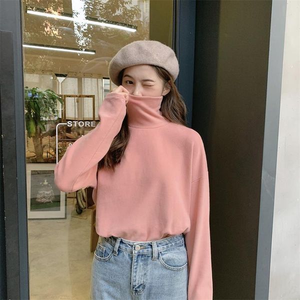 

woman tshirts dralon turtleneck women autumn and winter long sleeve t-shirt female self-shirt ropa mujer camisetas women's, White