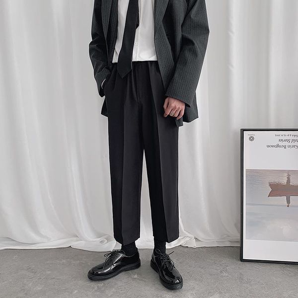 

men's fashion trend schoolboy leisure casual pants loose black color high-quality haren trousers big size m-3xl