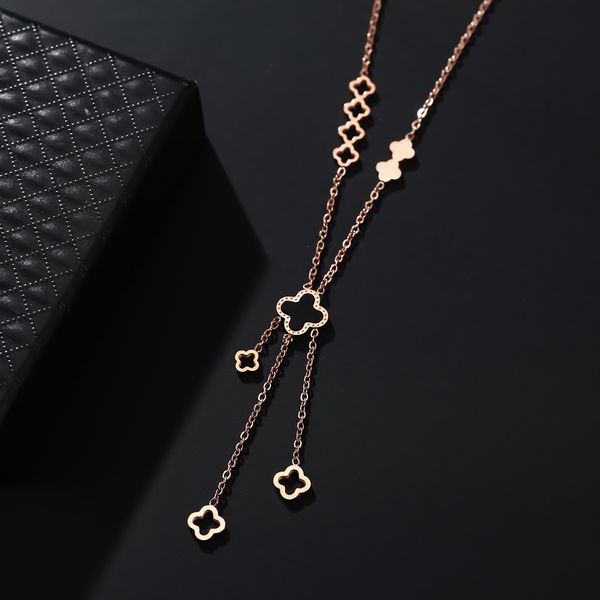 

classic four-leaf clover pendant stainless steel necklace luxury brand designer jewelry for women, Silver