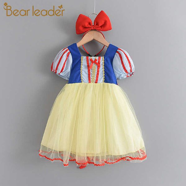 

bear leader girls party costumes summer kids princess dresses children fancy outfits fashion clothing for 3 7 years 210708, Red;yellow