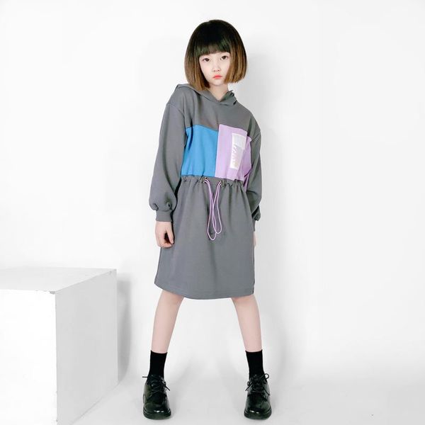 

kids girls hoodie dress 8 10 years long sleeve fashion teenage clothing girl's dresses, Red;yellow