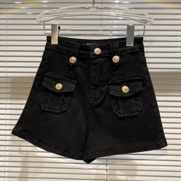 

summer fashion girl's s metal buttons spliced mid waist shorts denim nice cute wr56401xl 210525, White;black
