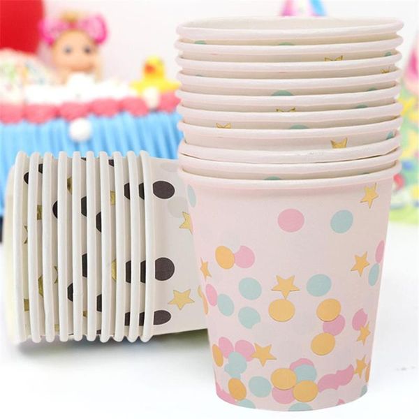 

disposable dinnerware 10pcs cartoon stars dotted tableware plate paper cups for dinner parties