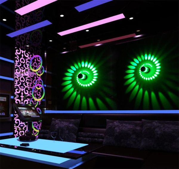

creative led wall lamp spiral effect modern light 3w fixture ceiling luminous lighting sconce for indoor decoration ktv bar