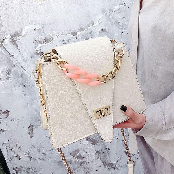 

evening bags 2021 summer handbag fashion quality pu leather women's designer chain tote bag lock shoulder messenger sac