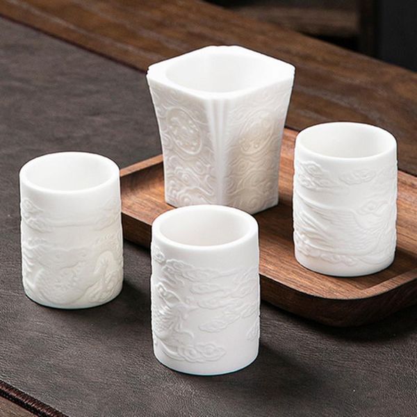 

porcelain dragon and phoneix mug ceramic whiteware tea master cup sheep fat jade plain burning individual cups & saucers