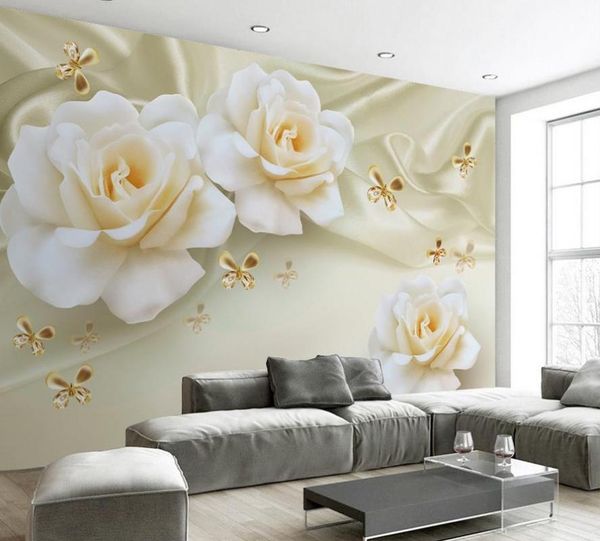 

wallpapers 3d wallpaper for room rose silk background flower customized walls