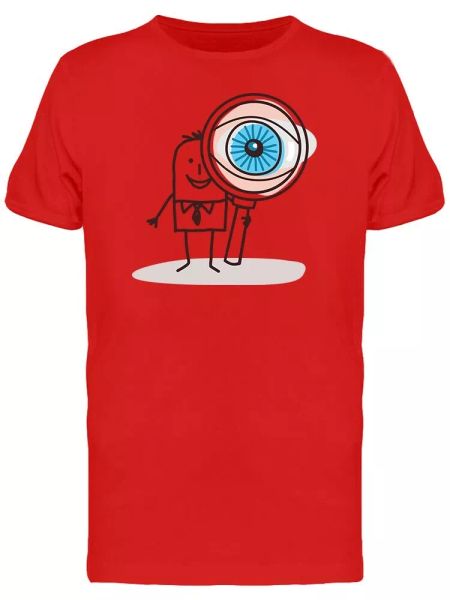 

cartoon man with magnifying eye men's tee -image by shutterstock, White;black
