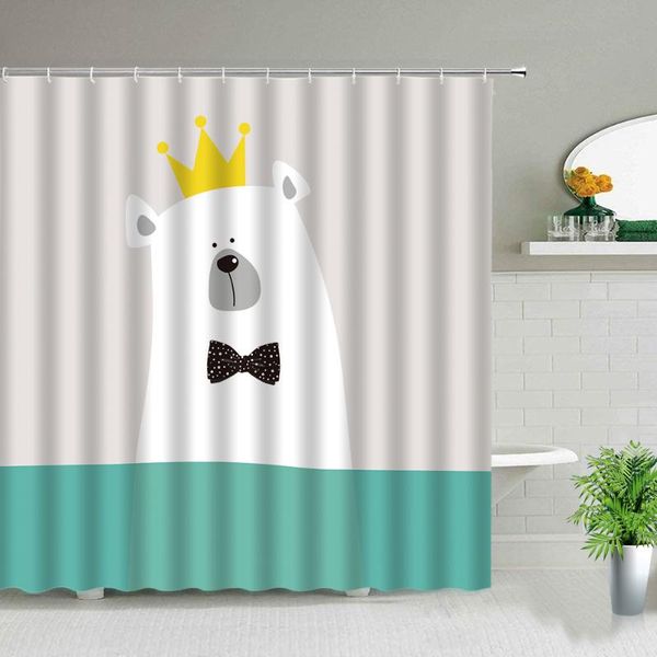 

shower curtains cartoon cute bear curtain set panda animal printing children bedroom bathroom decor waterproof cloth bath screen