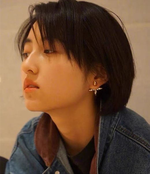 

l's same four leaf clover earrings, women's fashionable contrast color pearl earrings and star earrings are the same summer, Golden