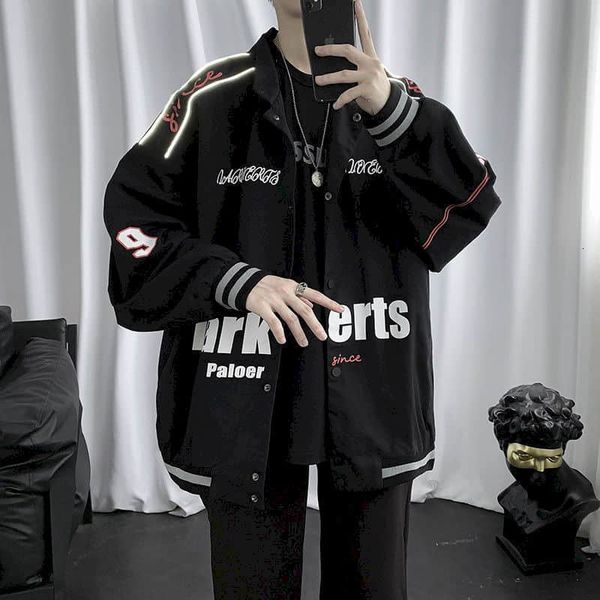 

men's hoodies & sweatshirts punk jacket of men's women autumn bf hong kong casual hip-hop style released uniform baseball cool str, Black