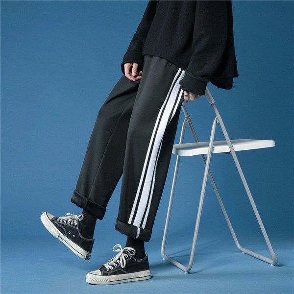 

spring and autumn loose straight pants for boys men's, Black