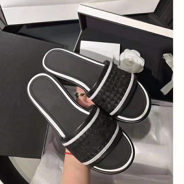 

official website 70% off outlet new style genuine leather slippers ladies thick bottom round-toe mixed colors women outdoor casual designers, Black