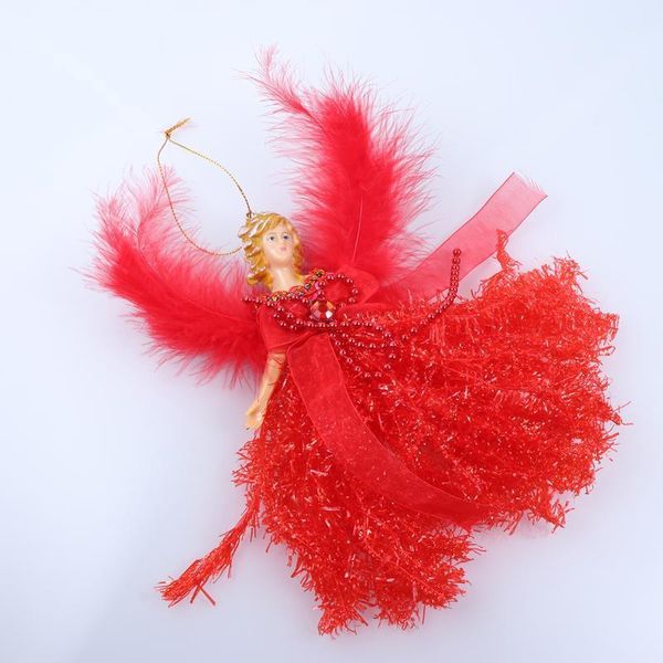 

christmas decorations angel hanging pendant lovely plush doll ornament party supplies for home tree (red)