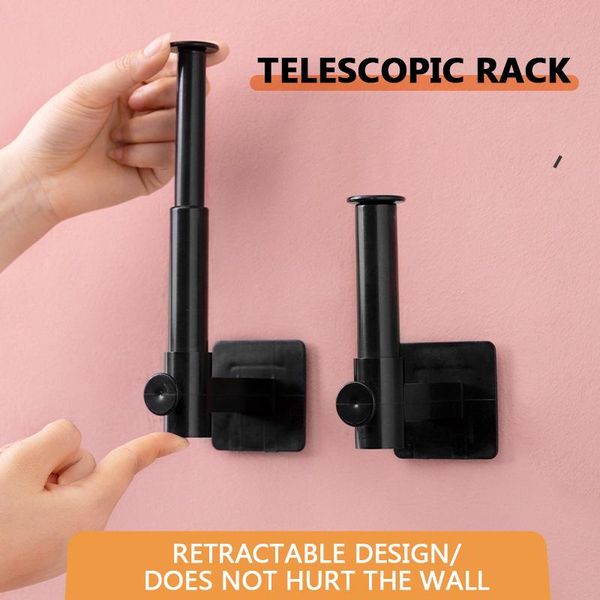 

multifunctional retractable hook rack roll paper cup pot cover wall hanging storage punch-kitchen racks hooks & rails