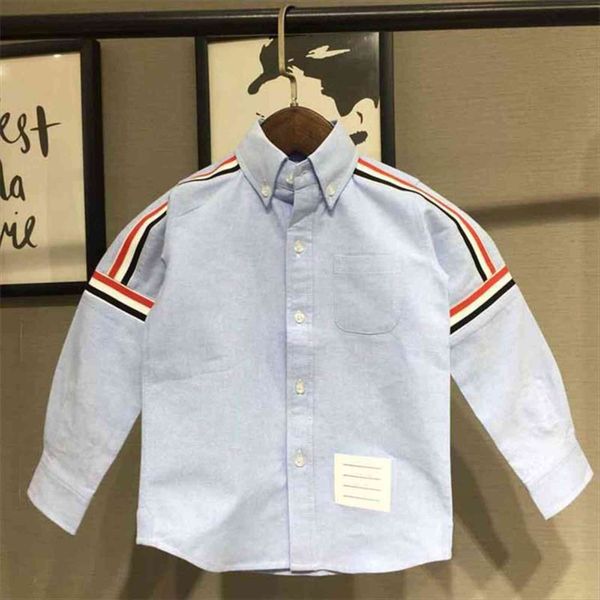 

7172 brand childrens autumn and winter shirts for boys girls all cotton trendy striped shirt ribbon, White;black