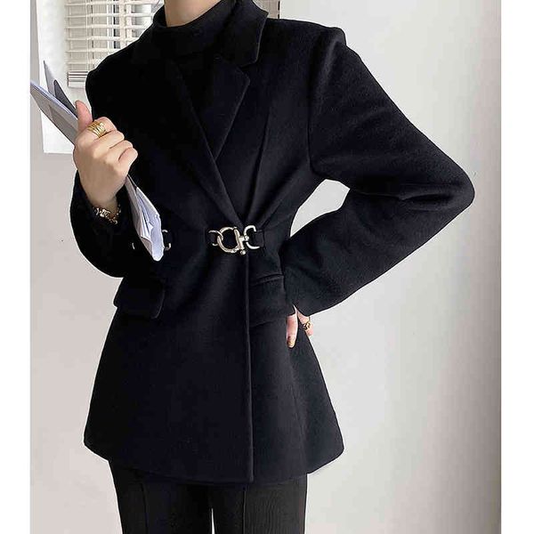 

blazers female black wool minority winter fashion thick coat outerwear lady, White;black