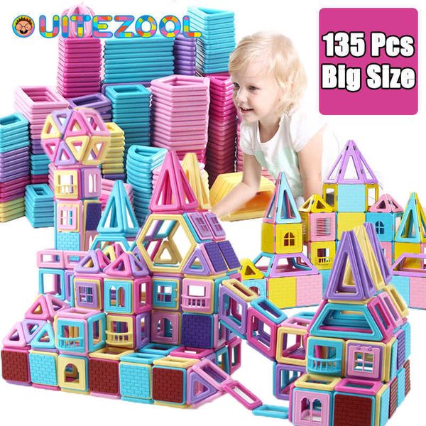 Modello di mattoncini colorati di design magnetico di grandi dimensioni e giocattolo da costruzione, regalo giocattolo per bambini in plastica magnetica Q0723