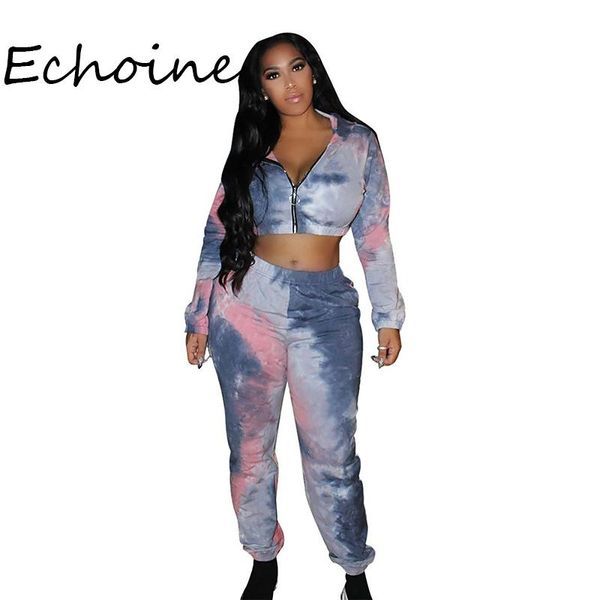 

two piece dress fashion print hooded zipper crop coat + long pants casual tracksuit women jogging femme autumn winter clothing suits for, White