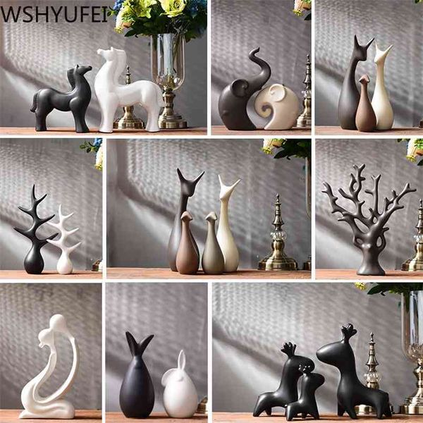 Simples modernos figurinhas de cerâmica em casa ornamento em casa decoração decoração escritório escritório acessórios de café presente 210804