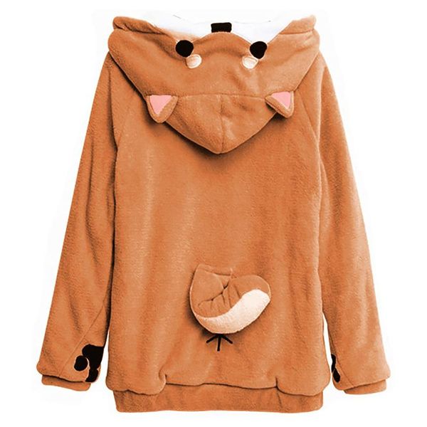 

shiba inu hoodie harajuku funny women coral celvet long sleeve home wear clothes kawaii sweatshirt hoody female girls women's hoodies &, Black