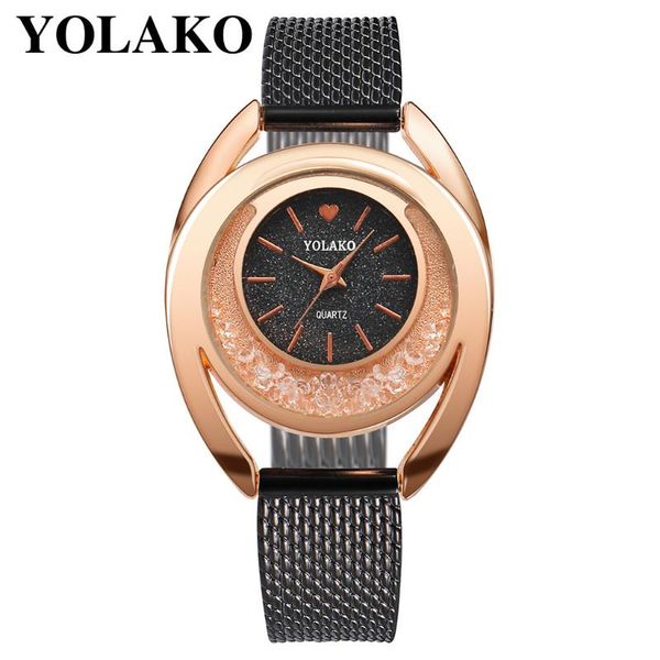

wristwatches yolako women watches bracelet quartz clock ladies relogio feminino diamond montre femme 533, Slivery;brown
