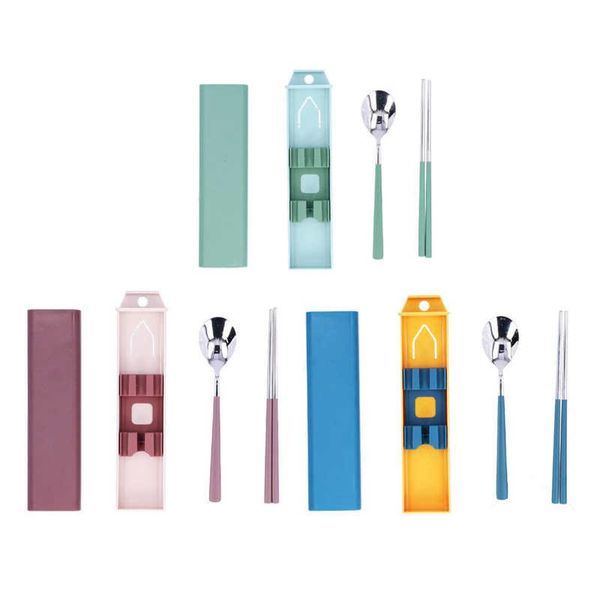 

chopsticks handmade natural portable tableware stainless steel spoon with storage box cutlery utensils