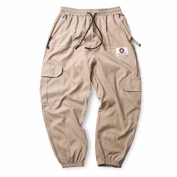 

men's cool pants pocket loose men hiphop solid joggers trousers streetwear, Black