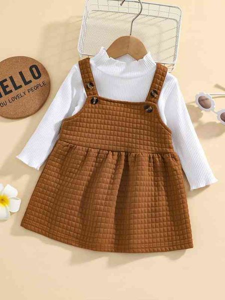 

baby mock neck tee & quilted overall dress she, Blue